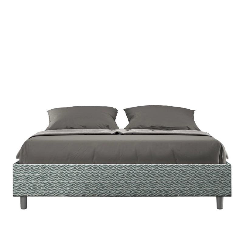 Letto Sommier imbottito Matrimoniale 160x200 cm tessuto Aragona Azelia - Senza rete,Azzurro