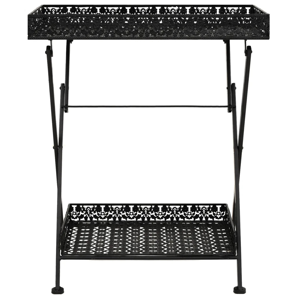 Tavolo da TÃ¨ Pieghevole Vintage Metallo 58x35x72 cm Nero