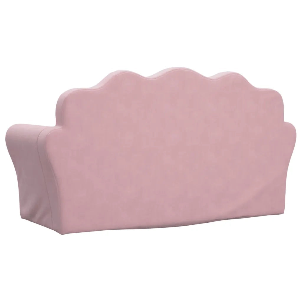 Divano per bambini a 2 posti rosa in morbido peluche 357051