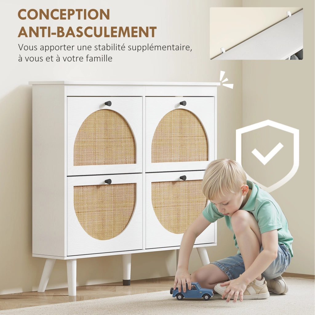 Scarpiera con ripiano regolabile ¨C zephmum ¨C bianco 105x24x97.5 cm