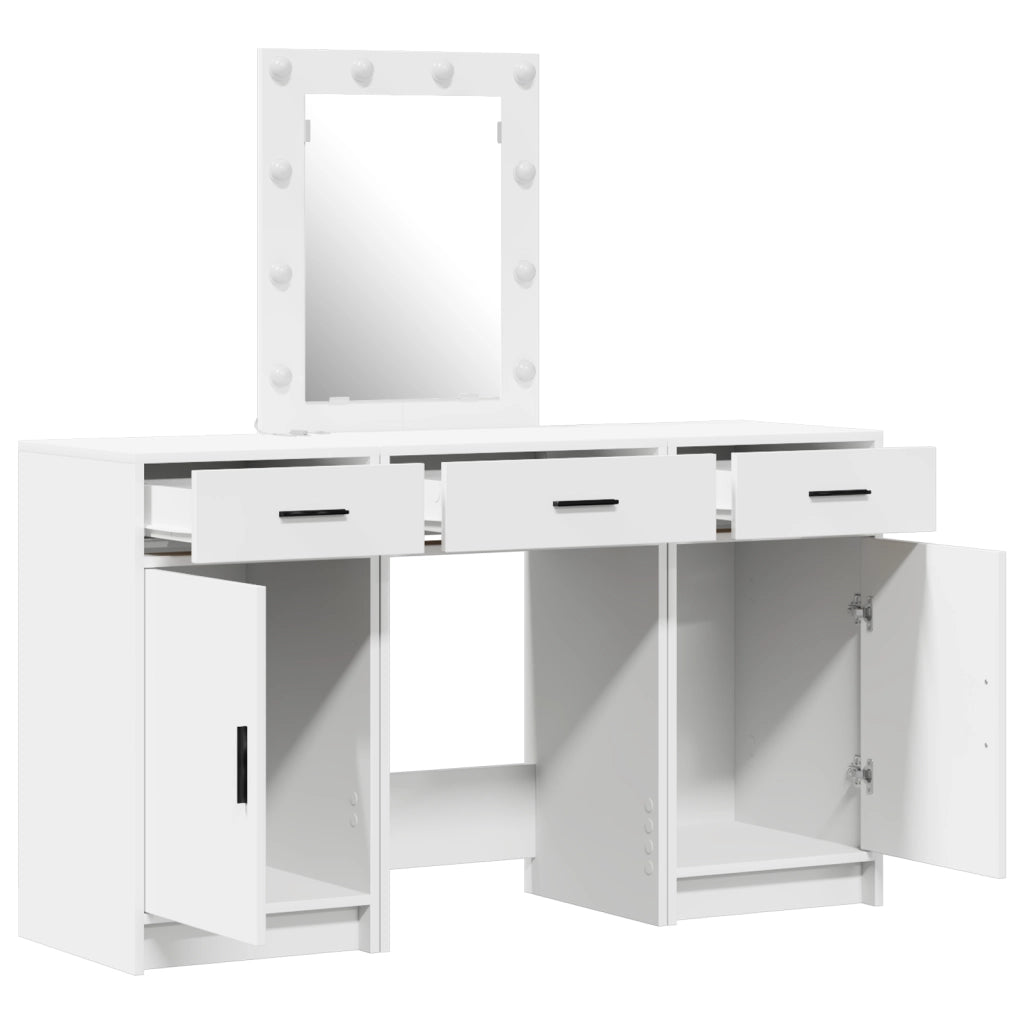 Set di toletta 3 pezzi con LED in legno ingegnerizzato bianco