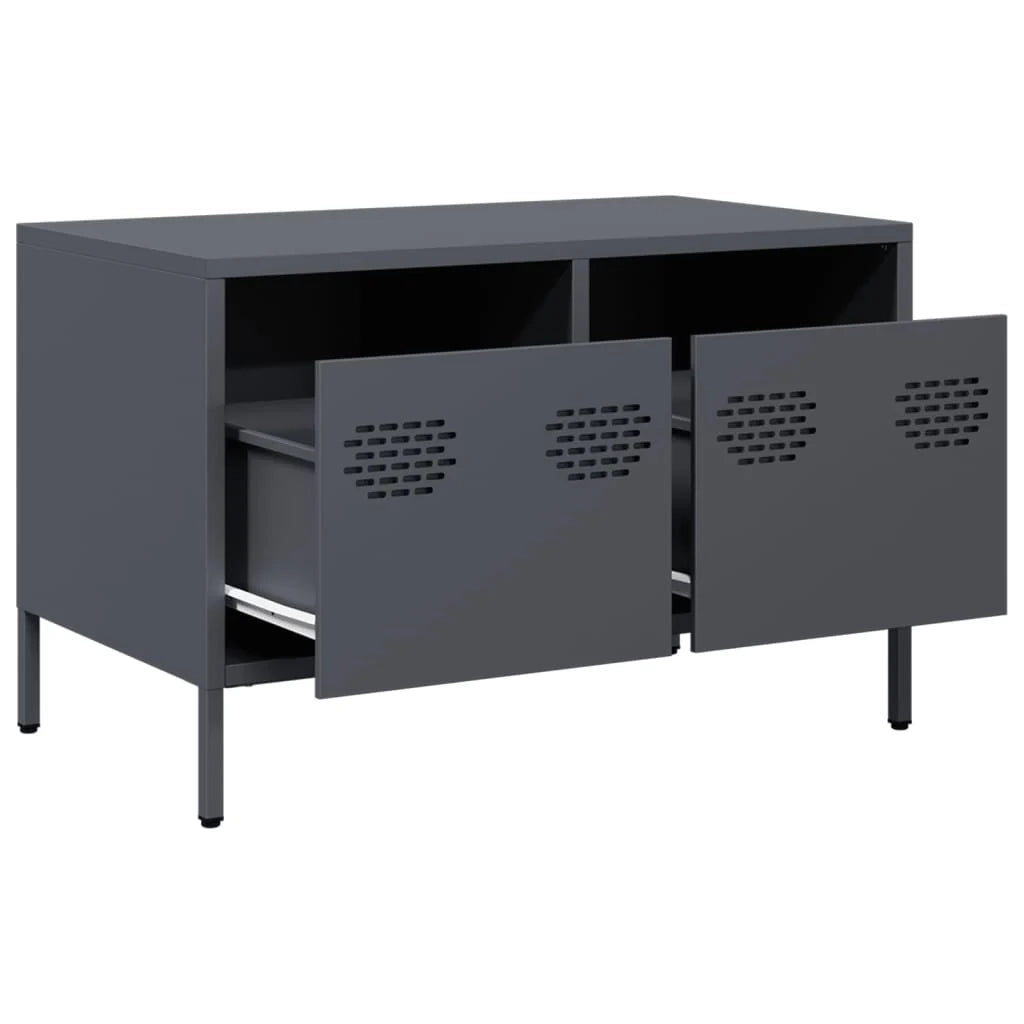 Mobile TV multimediale mensola TV credenza TV adatto per sala da pranzo soggiorno camera da letto 68 x 39 x 43,5 cm acciaio laminato a freddo antracite 02_0026400