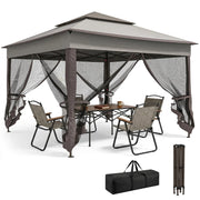 Gazebo pieghevole con 4 pareti laterali in rete anti-UV e borsa da trasporto ¨C zephmum ¨C 3.3x3.3 m grigio