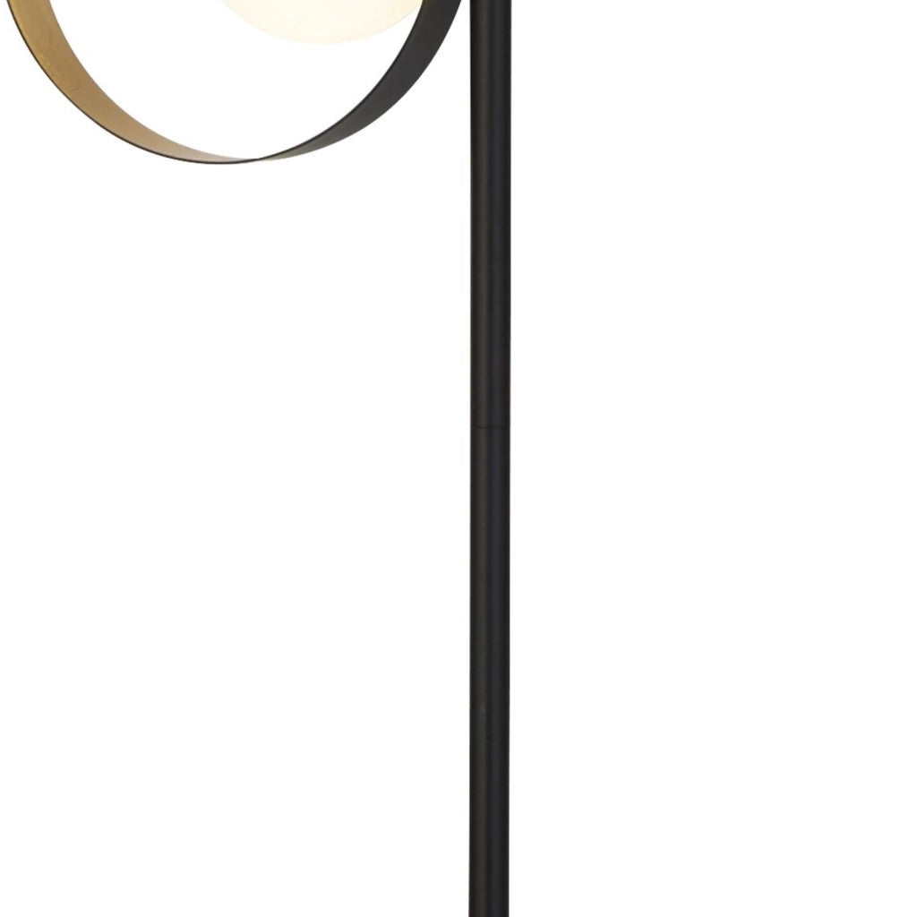 Piantana Contemporaneo Orbitale Acciaio Nero Vetro Oro 1 Luce G9