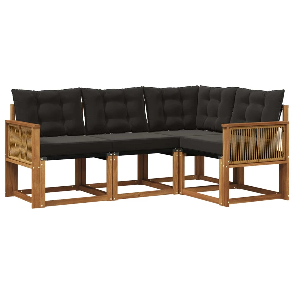 Set di divani da esterno 4 pz Naturale e Nero 3381924