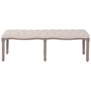 Panca in Tessuto e Legno Massello 150x39,8x48 cm Bianco Crema 288460