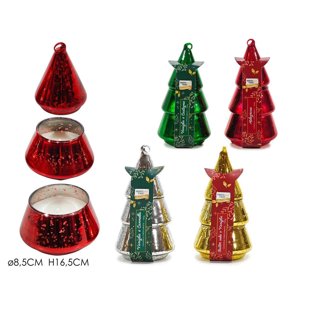 Trade Shop - Candela Profumata A Forma Di Albero Di Natale Da 150gr Decorazione Natalizia H16,5xø8,5cm -