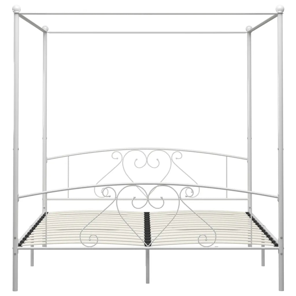 Letto a Baldacchino Bianco in Metallo 200x200 cm  cod mxl 65220