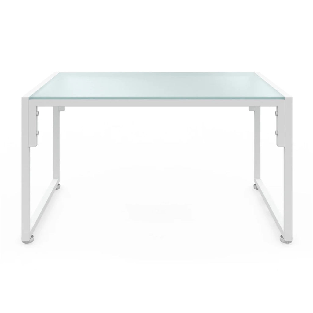 IDMarket - NAIROBI Set di mobili da giardino bassi a 4 posti in acciaio bianco con cuscini beige