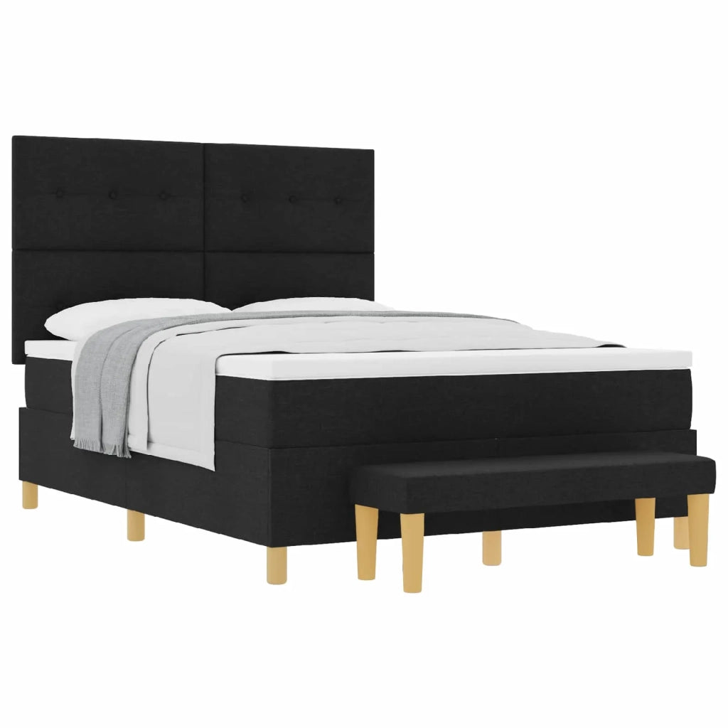 Letto a molle con materasso Nero 140 x 190 cm Tessuto