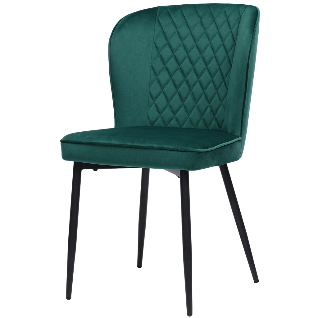 Sedia da pranzo in velluto con schienale ergonomico e struttura in metallo verde moderna per cucina e soggiorno