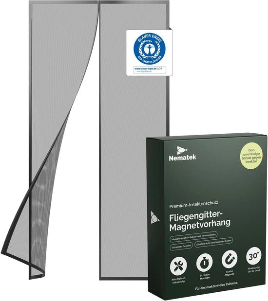 Porta Veloce per Insetti - Finestra per Zanzare - Balcone Terrazza - Forti Magnet - 80x200 cm - Nero