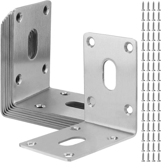 Angoli 8 pezzi - Unificatore angolare 70 x 70 x 49 mm - Acciaio inossidabile - Montaggio angolare Gato - Con viti - Porte pannelli - Argento