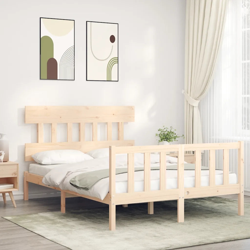 Letto senza Materasso-Struttura Letto 140x190 cm in Legno Massello di Pino 522010