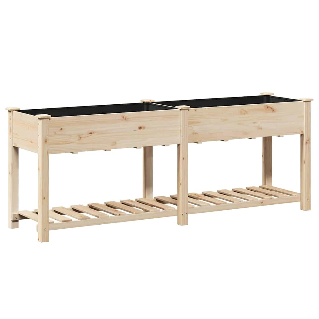 Fioriera da giardino moderna con ripiano 203 x 53 x 76,5 cm per esterni stile minimalista legno beige 02_0058841