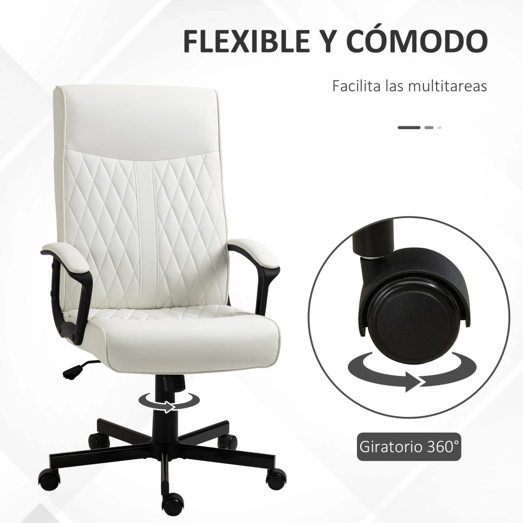 Sedia da Ufficio con Schienale Alto Altezza Regolabile e Funzione Inclinazione ¨C Xylo ¨C Bianco 65x65x102-112,5 cm