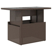 Tavolo da Giardino | Tavolino da esterno Piano Vetro Marrone 100x55x73 cm Polyrattan