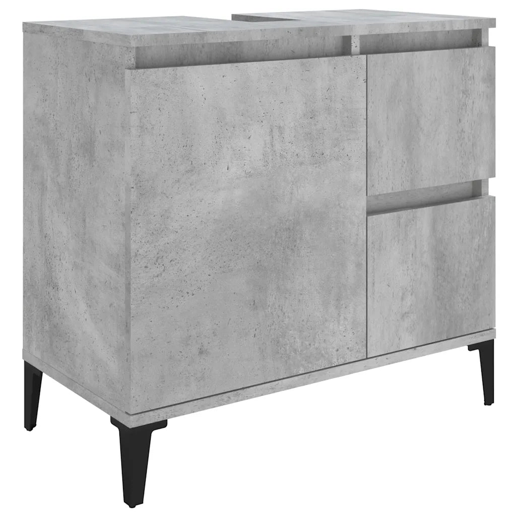 Armadietto da Bagno Grigio Cemento 65x33x60cm Legno Multistratocod mxl 105573