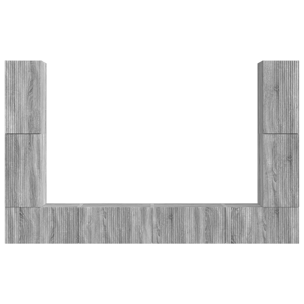 Set mobile TV 8 pcs Grigio Sonoma Legno multistrato 3409138