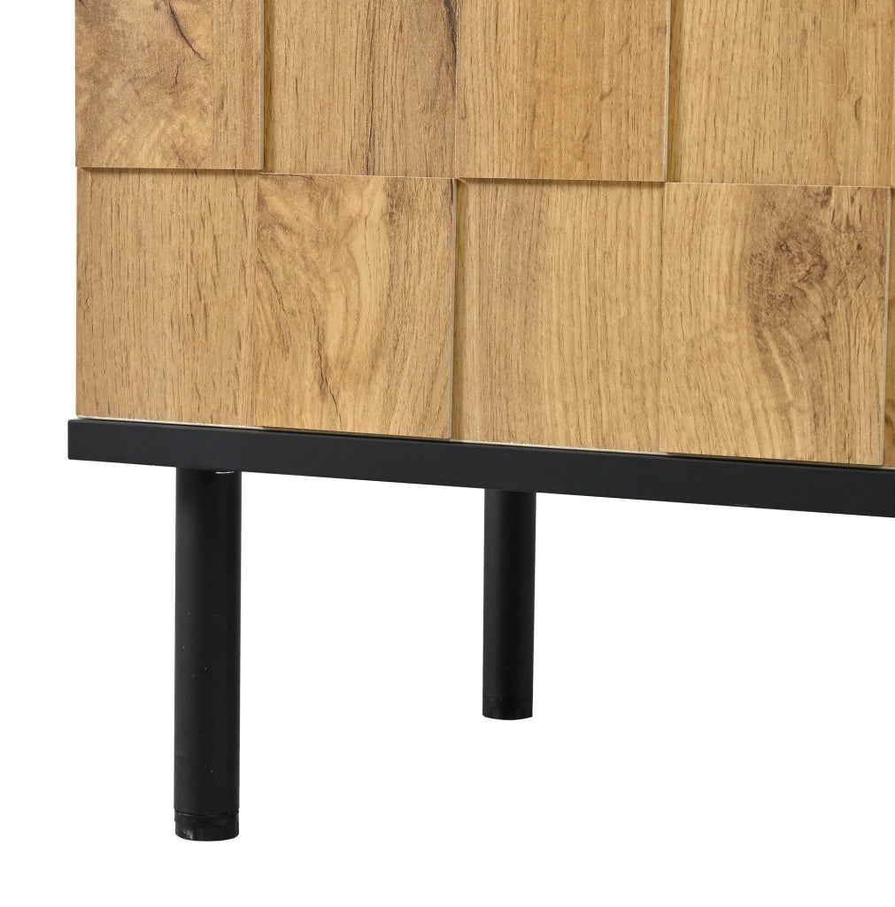 Mobile portascarpe a 2 ante con design a mosaico; 80x35x91;5 cm; effetto legno naturale