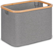 Asciugamani pieghevoli - 50 litri - grigio - con maniglie in bambù