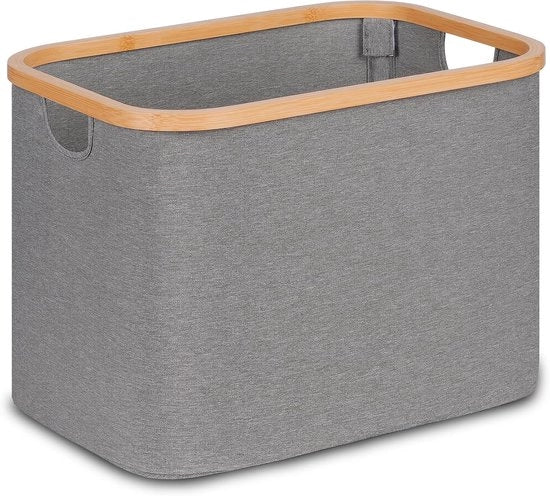 Asciugamani pieghevoli - 50 litri - grigio - con maniglie in bambù