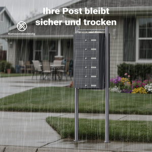 Cassetta postale condominiale autoportante 6 posti, 1 modulo, antracite 556 x 270 x 1500 mm