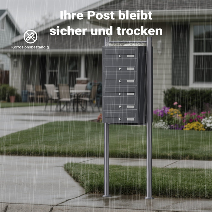 Cassetta postale condominiale autoportante 6 posti, 1 modulo, antracite 556 x 270 x 1500 mm