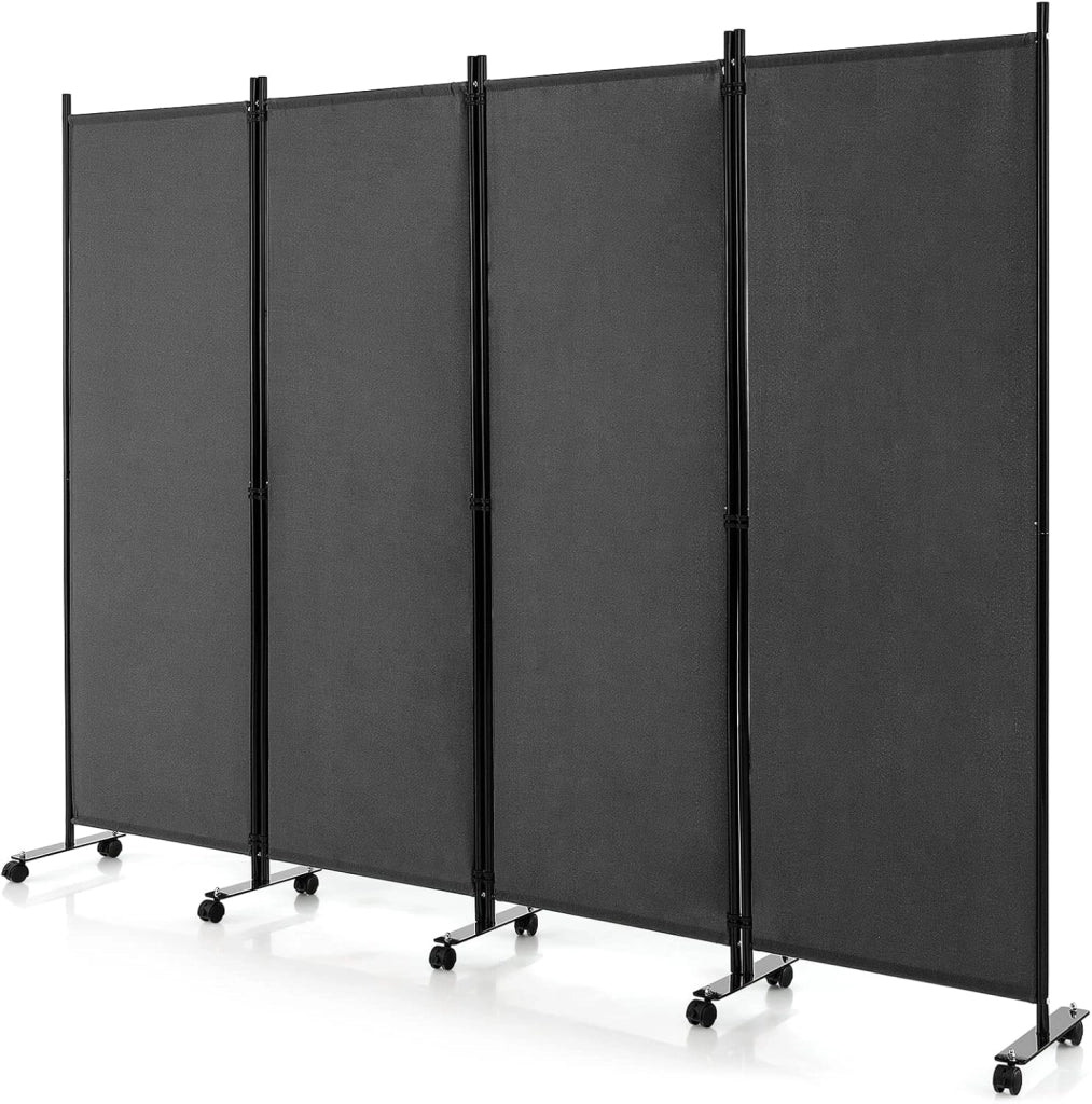 Divisorio Paravento con Ruote 4 pezzi, Divisorio da Parete in Ferro, Protezione Privata per Camera da Letto, Ufficio，224 x 172 cm，4 Colori