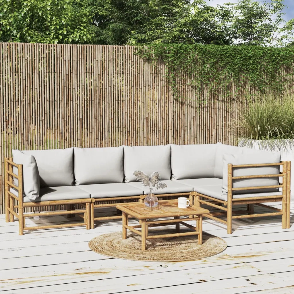 Set Salotto da Giardino 6pz con Cuscini Grigio Chiaro BambÃ¹
