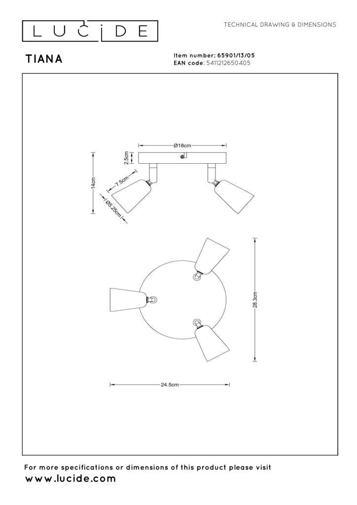 Faretto soffitto TIANA 3xGU10 oro/nero Lucide