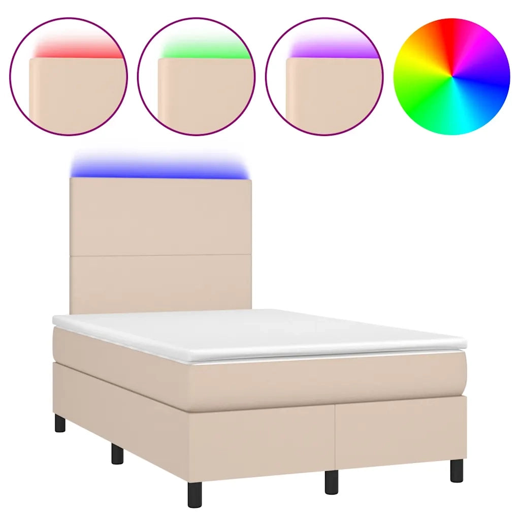 Giroletto Molle Materasso e LED Cappuccino 120x190cm Similpellecod mxl 91837