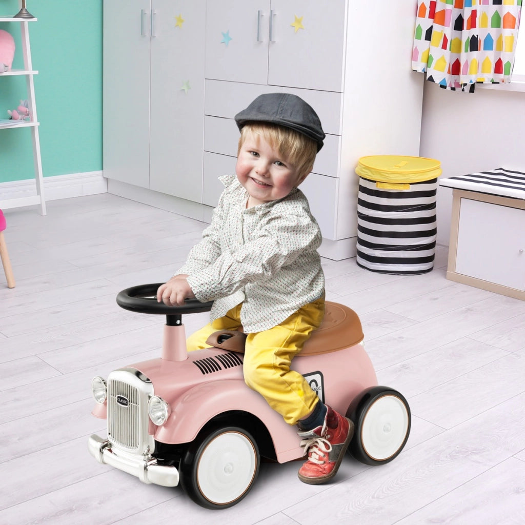 Giocattolo a pedali retr¨° per bambini, Veicolo seduto in piedi con volante funzionante spazio di archiviazione Rosa-Macchinine giocattoli
