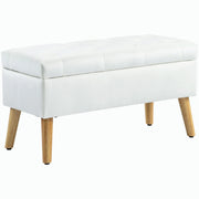 Divano letto imbottito con cassetti ¨C Zephmum ¨C Tessuto velluto bianco 80x35x42