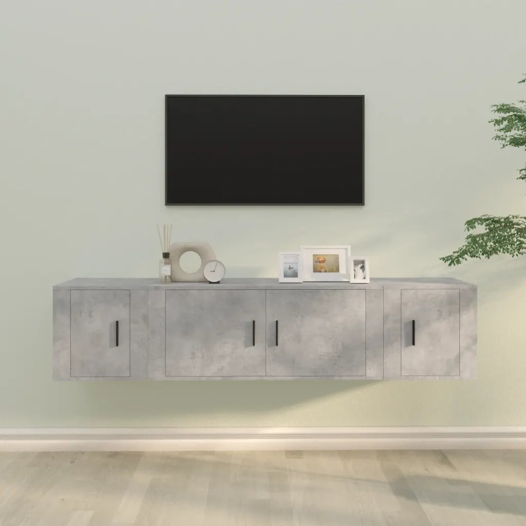 Set di Mobili Porta TV 3 pz-Set di 3 Credenza per TV Grigio Cemento in Legno Multistrato 298885