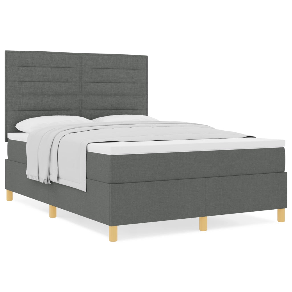 Letto con Box Spring e materasso grigio scuro 140x200 cm tessuto