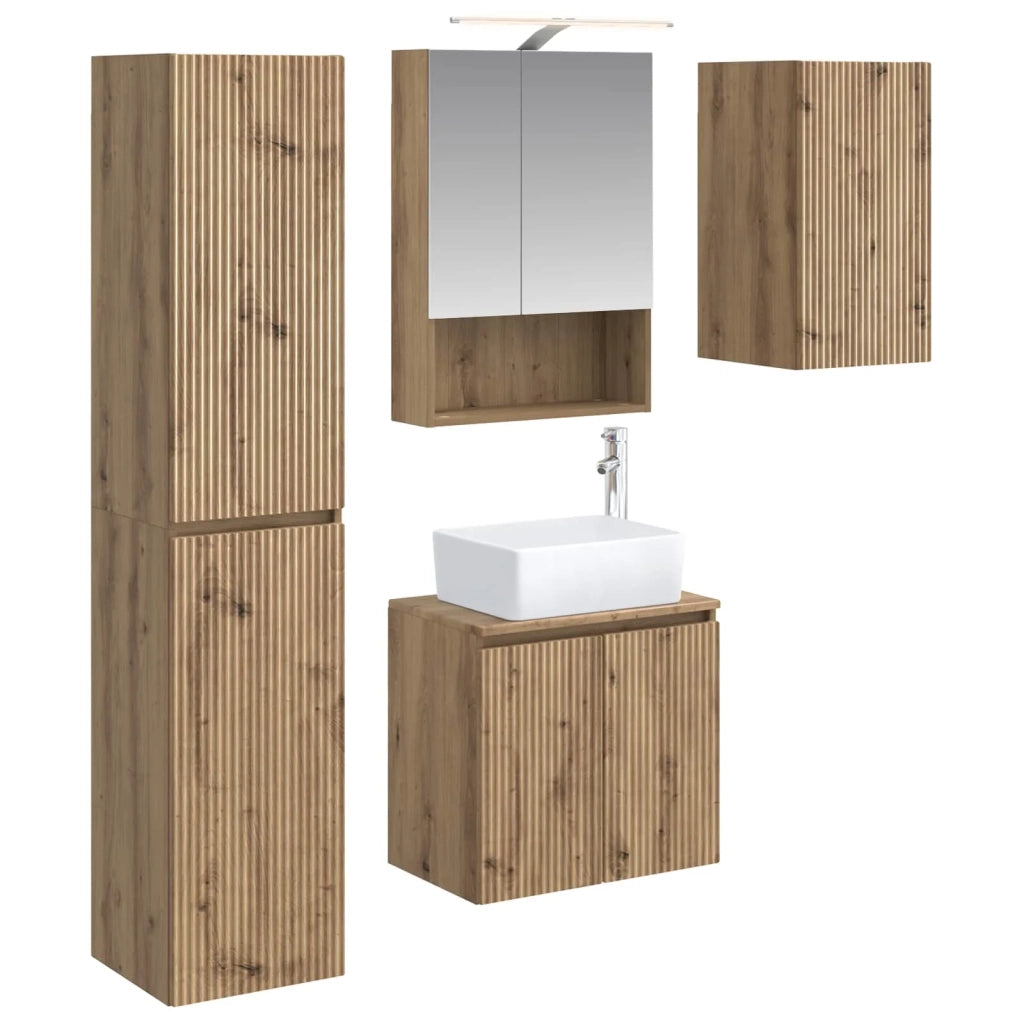 Set di Armadi da Bagno 5 pcs Rovere Artigianale 3407326