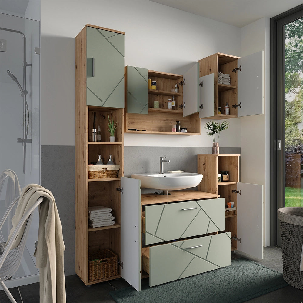 Vicco Set di mobili da bagno Verde salvia 5 parti
