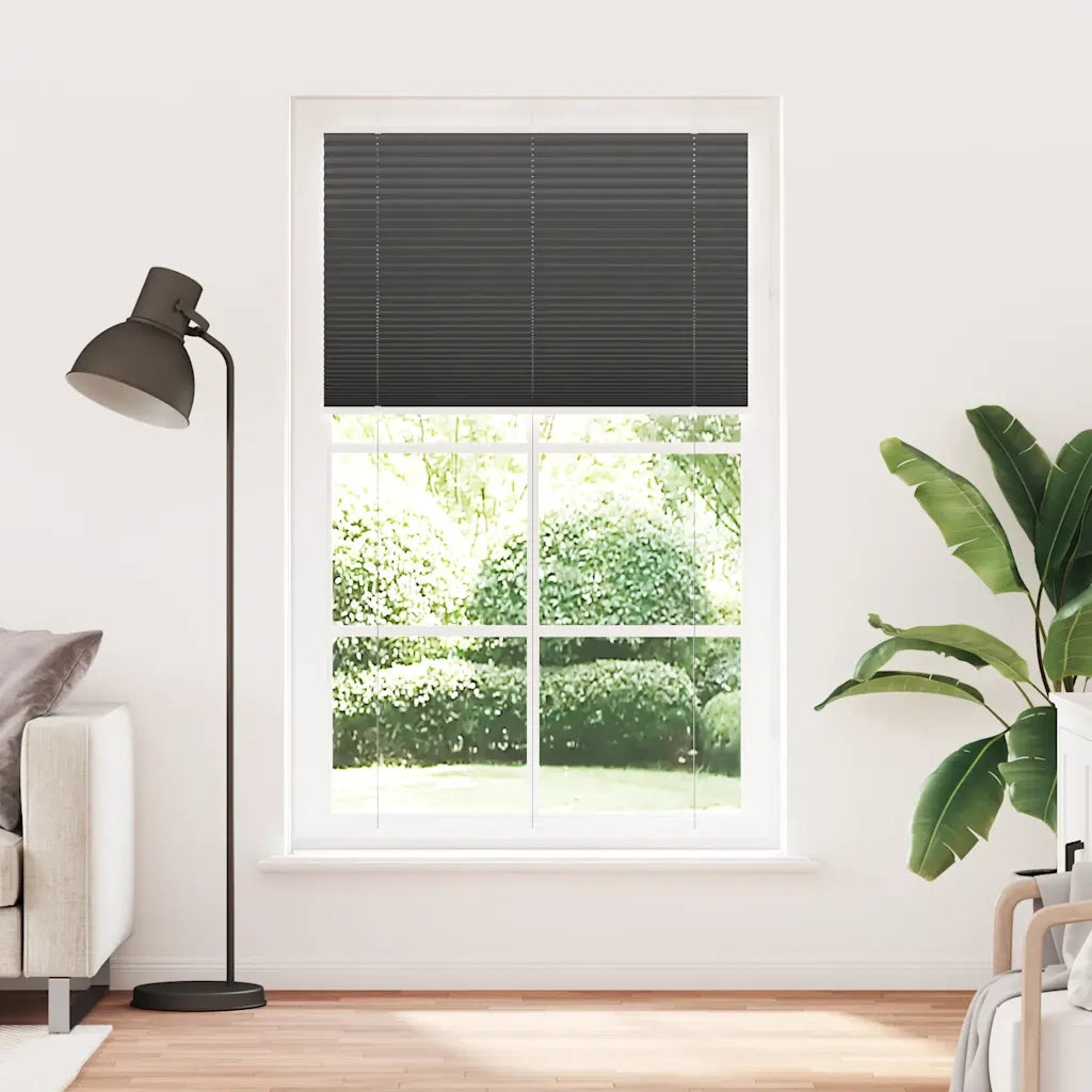 vidaXL Tenda Plissettata Nera 115x200 cm Larghezza Tessuto 114,4 cm
