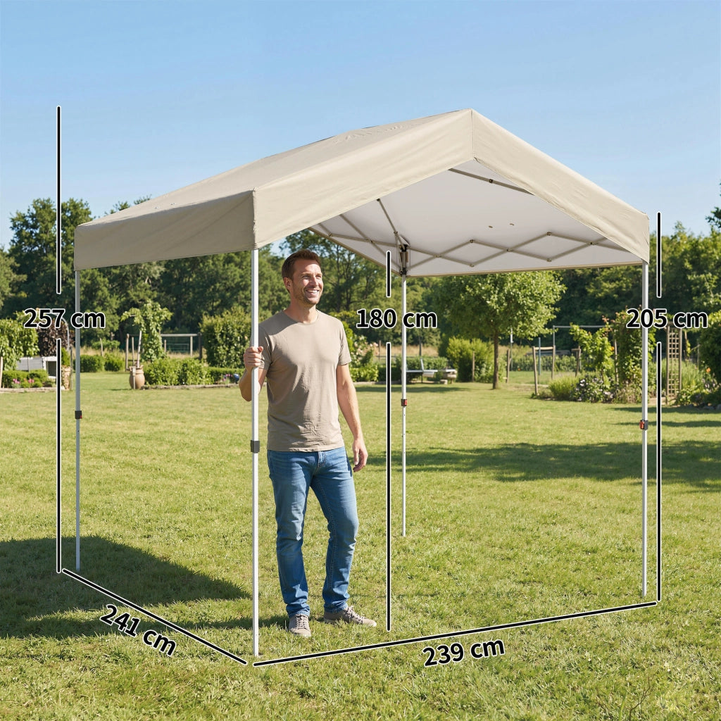 Tenda da Giardino Pieghevole 2.4x2.4 m ¨C Zephmum ¨C Beige UPF50+ con Borsa di Trasporto
