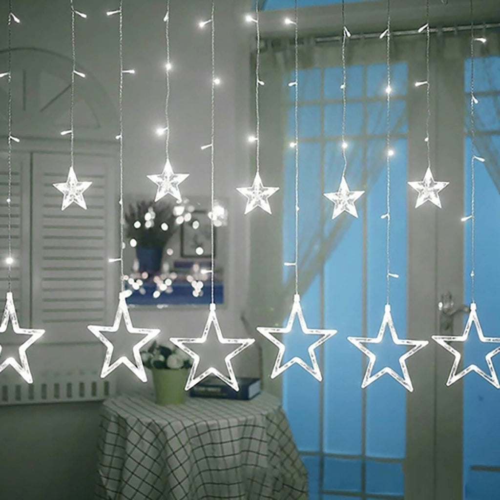 CATENA LUMINOSA STELLA LUCE BIANCO FREDDO STELLE LUCI LED NATALE FESTE ADDOBBI