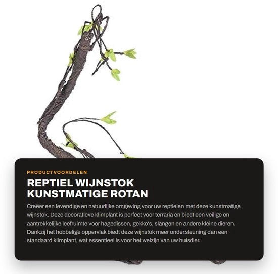 Decorazione per Terrario Kunstmatige Rotan Klimtak - Reptile Wijnstok - Beugel Flessibile - Supporto per Lucertole - Privacy per Rettili - Incrementa L'appetito - Camera per Rettili
