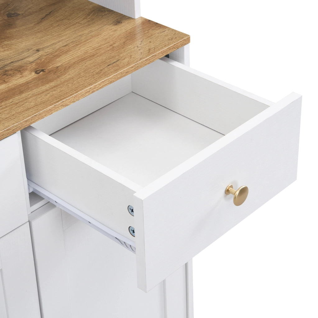 Credenza alta 94.5x30x175.5 cm con ante in acrilico e chiusura ammortizzata; MDF bianco
