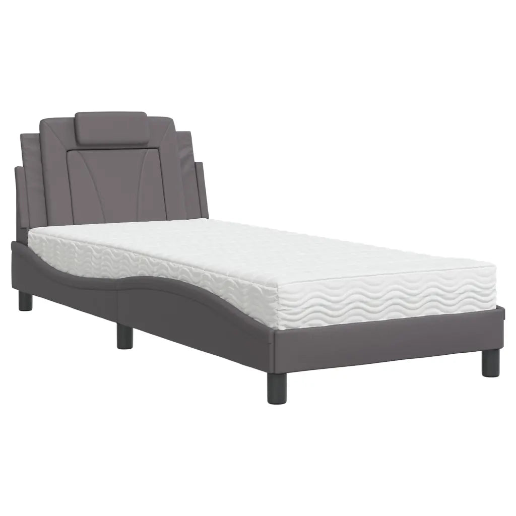Letto con Materasso Grigio 90x190 cm in Similpellecod mxl 115668