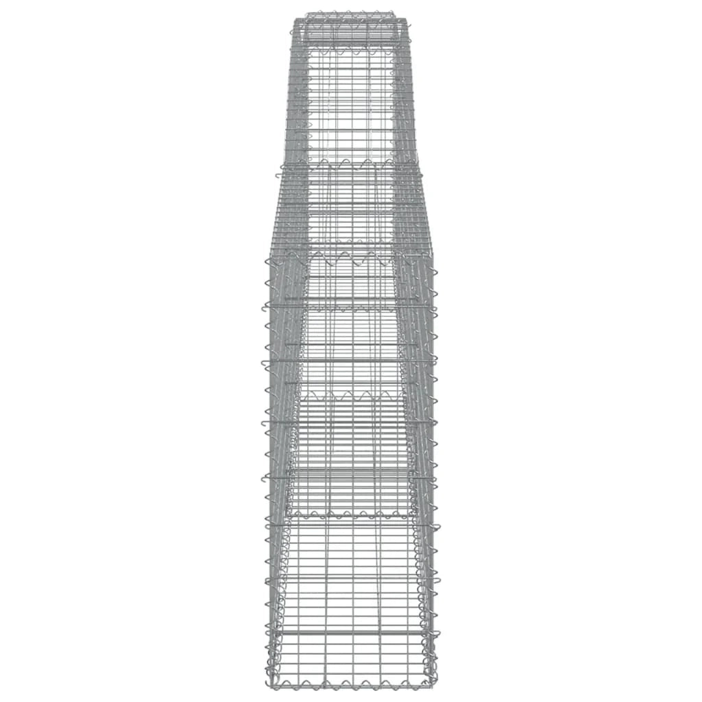 Cestini gabbioni recinzione a gabbia muro di contenimento ad arco 10 pezzi 400 x 30 x 80/100 cm ferro zincato argento 02_0040284