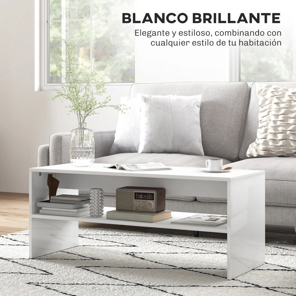 Tavolino da caff¨¨ con ripiano aperto ¨C Zephmum ¨C Bianco brillante 100x40x41,5 cm