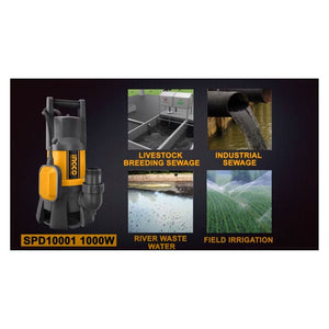 Pompa immersione 1000 W sommersa acque sporche nere - Ingco SPD10001