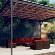 Set Divani da Giardino 10 pz con Cuscini in Polyrattan Marrone cod mxl 31387