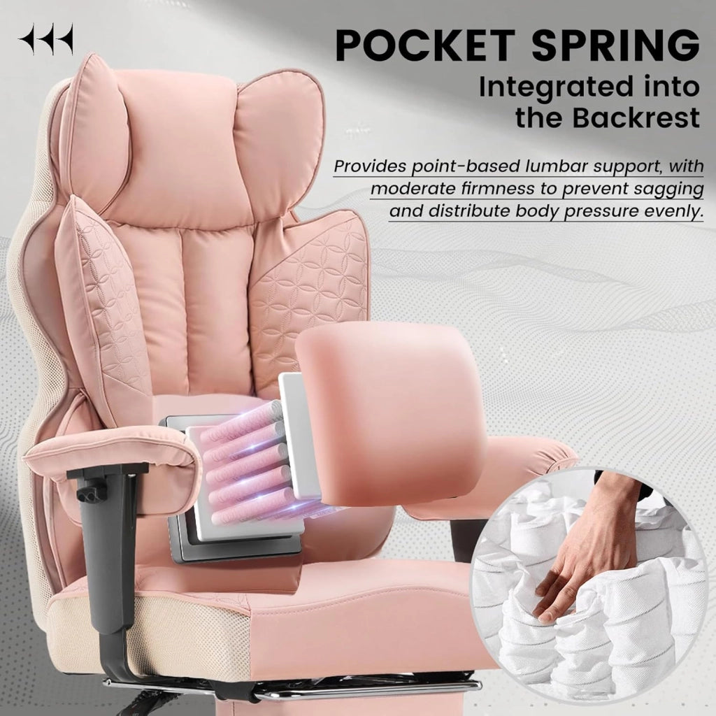 Sedia da ufficio da scrivania, 181,4 kg, grandi e alte, sedie da gioco ergonomiche con seduta larga Sedia con schienale alto in pelle con poggiapiedi, braccioli regolabili, supporto lombare a