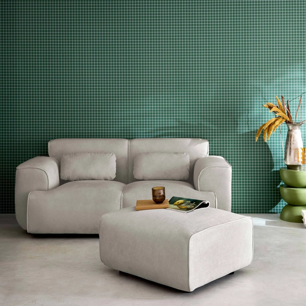 Poggiapiedi per divano wallas velluto a coste, beige grigio